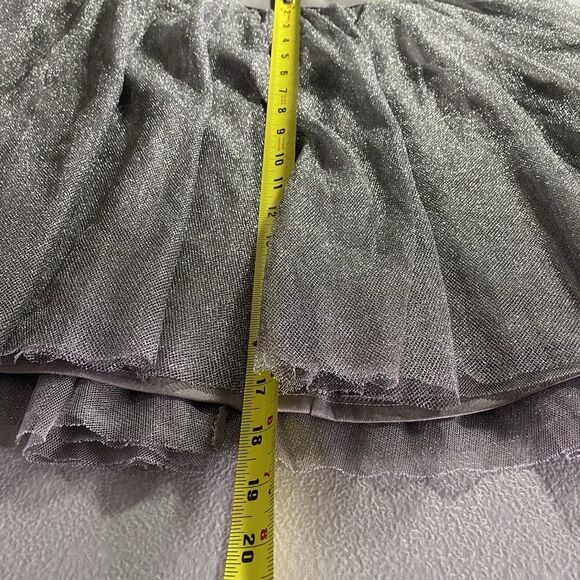 LAUREN CONRAD Skirt Metallic Tulle Layered Mini Pull-On Womens XL Gray Silver - Picture 7 of 10